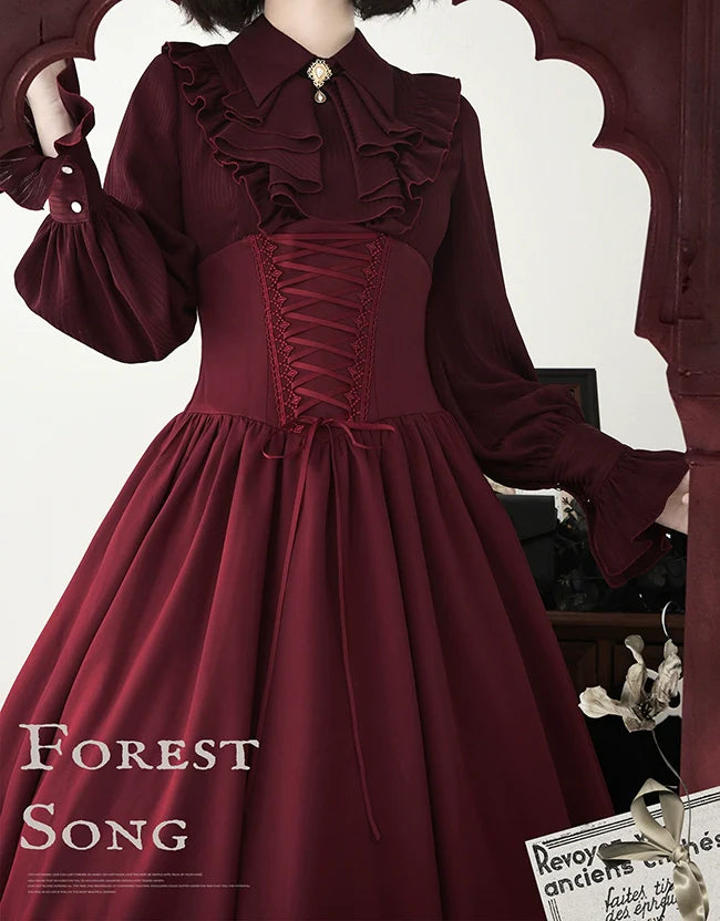 Forest Song - Astris - Reversible Classic Lolita High Waist Fishbone Skirt