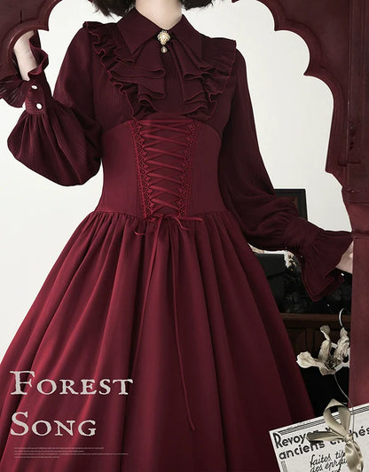 Forest Song - Astris - Reversible Classic Lolita High Waist Fishbone Skirt