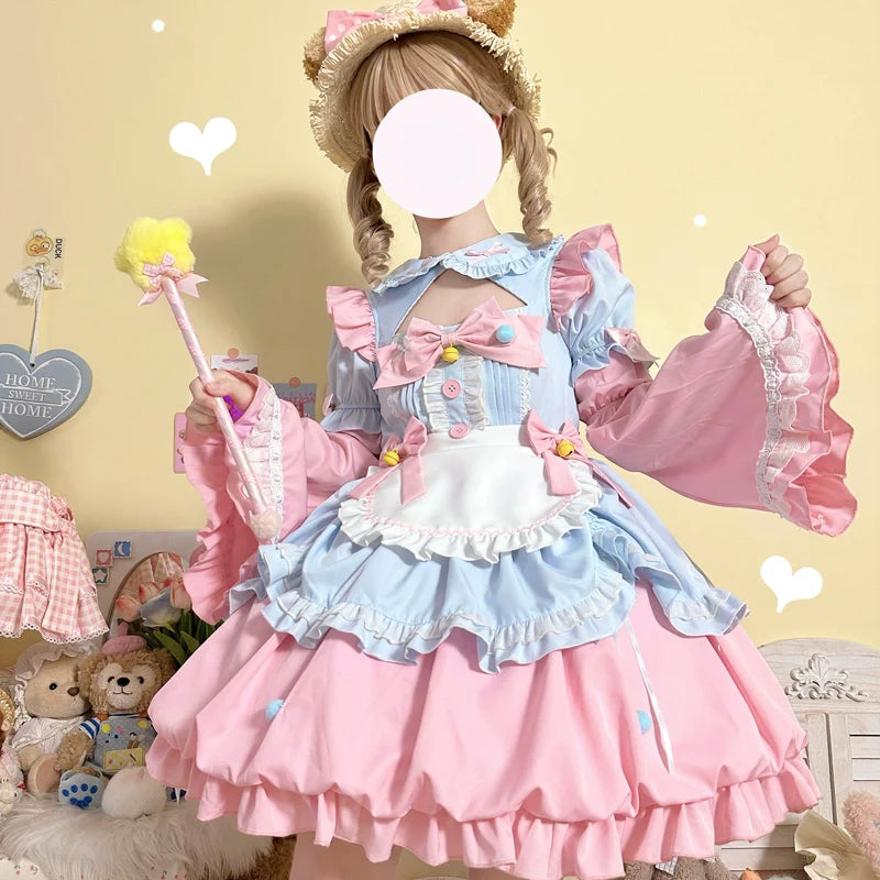 Hanguliang - Cute Maid Lolita Apron OP Dress