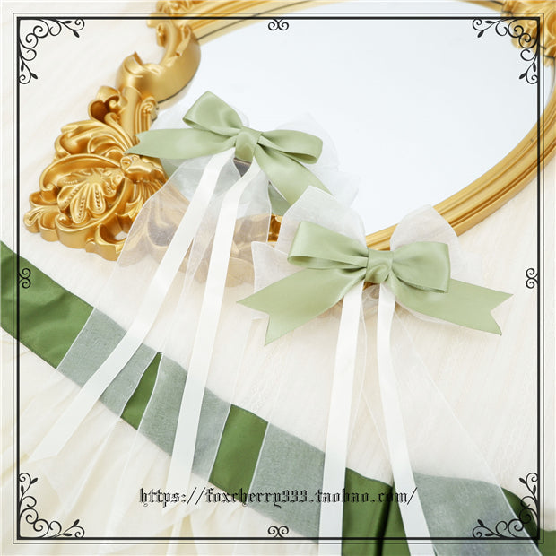 Fox Cherry - Elegant Grass Green Lolita Bow Headdress