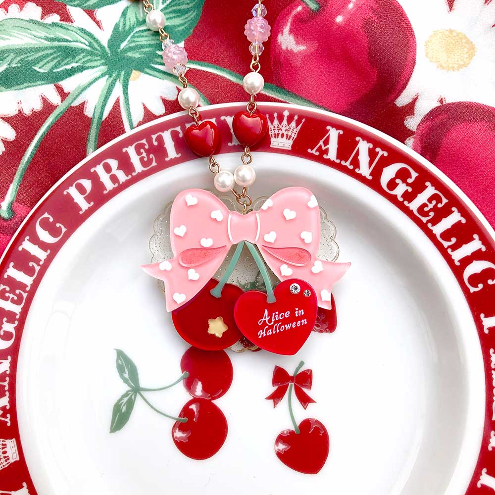 Halloween Alice - Sweet Cherry Lolita Plastic Necklace Ring
