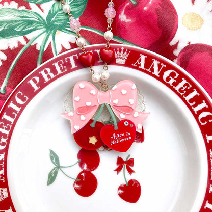 Halloween Alice - Sweet Cherry Lolita Plastic Necklace Ring
