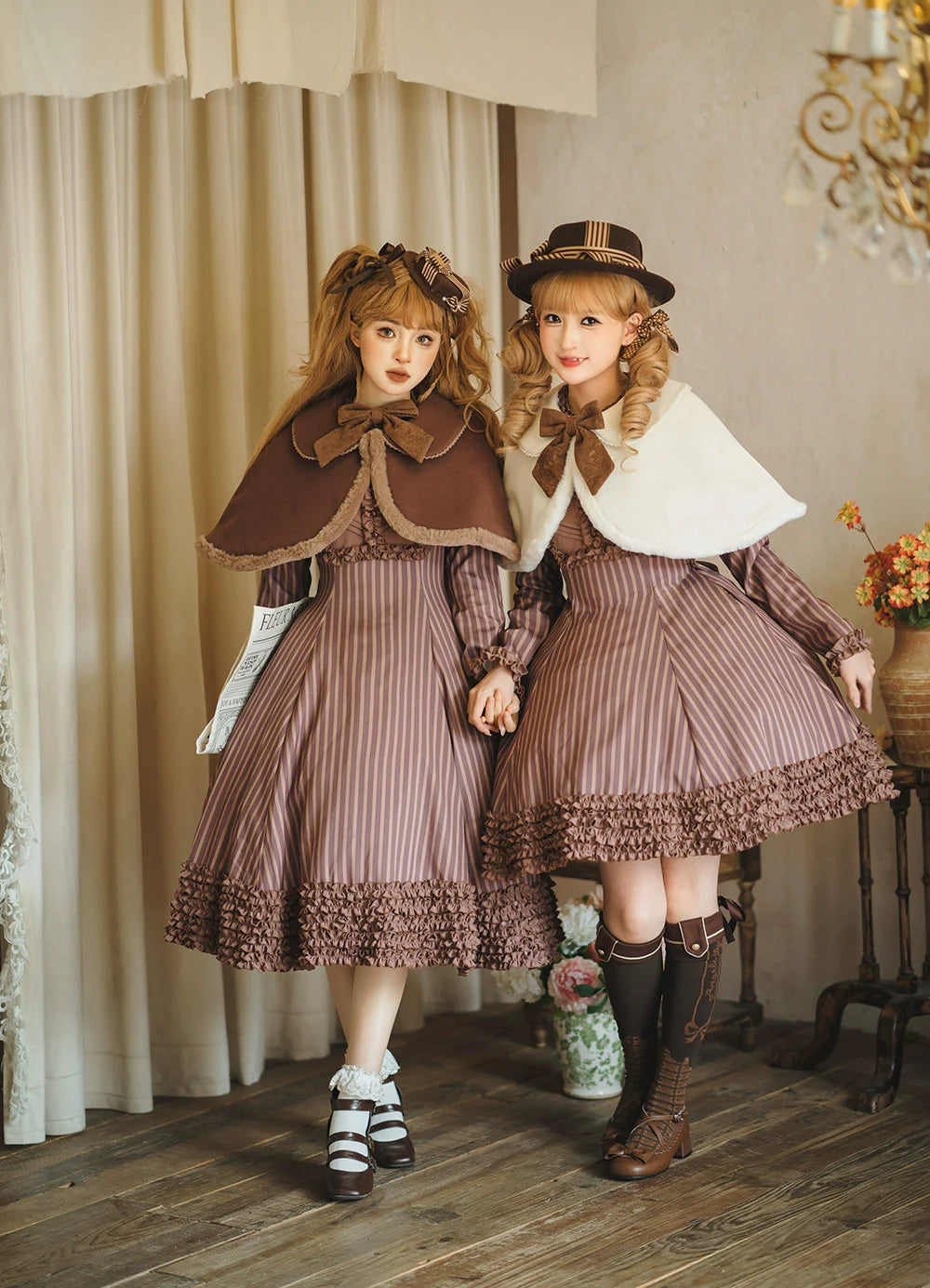 Miss Point - Classical Chocolate - Winter Classic Lolita Cape with Sweet Perter-pan Collar