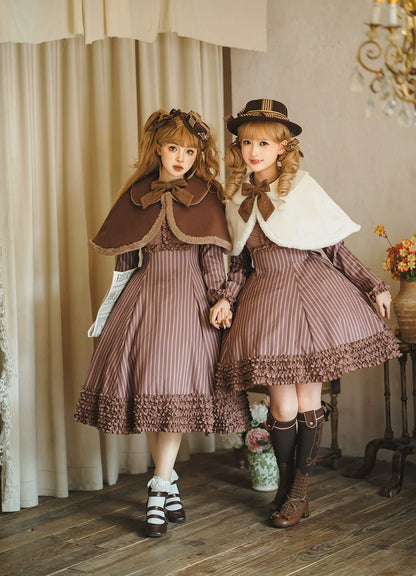 Miss Point - Classical Chocolate - Winter Classic Lolita Cape with Sweet Perter-pan Collar