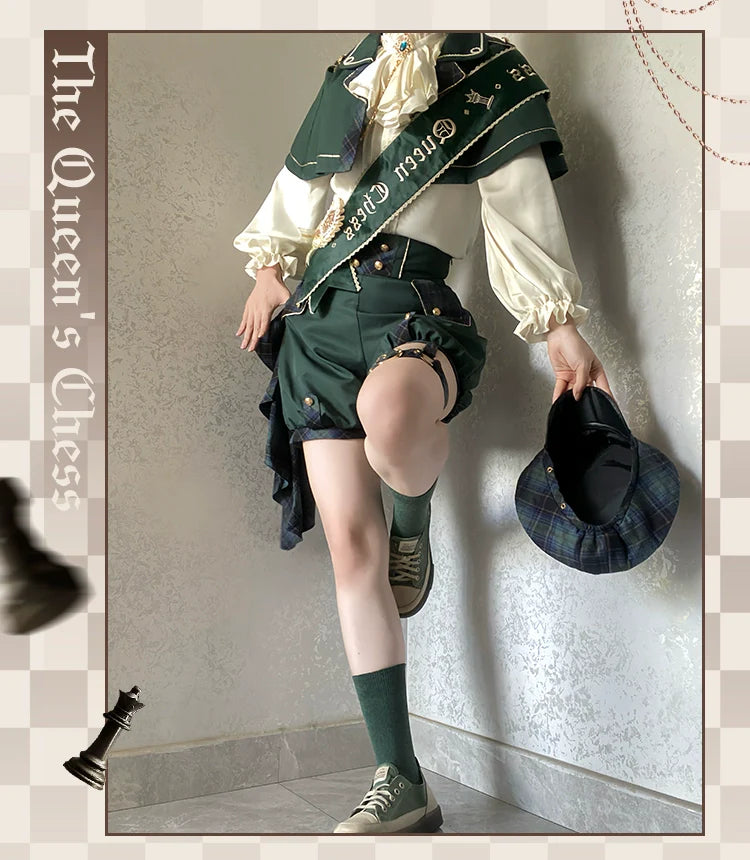 Forest Fluorescent Carps - Queen's Chess - Ouji Lolita Cape Shirt & Shorts Set