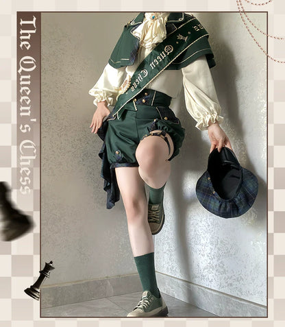 Forest Fluorescent Carps - Queen's Chess - Ouji Lolita Cape Shirt & Shorts Set