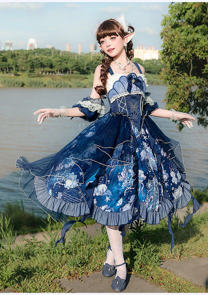 YingLuoFu - Original Elegant Lolita Blue Lolita JSK