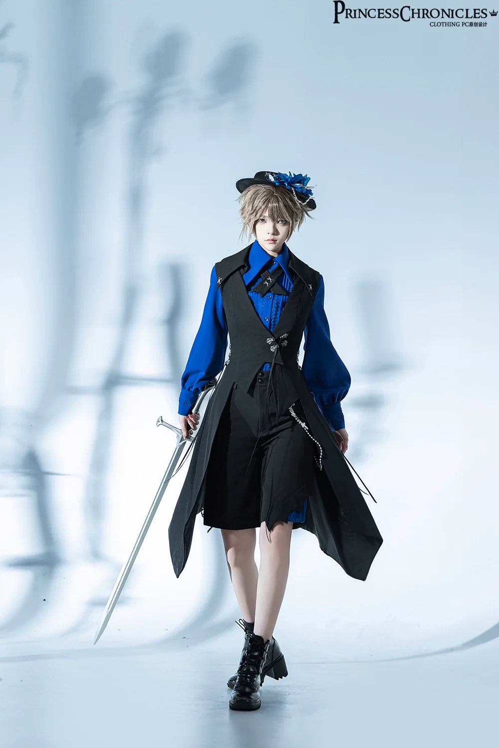 Princess Chronicles - Floating Phantom - Ouji Lolita Shorts Retro Blue Shorts