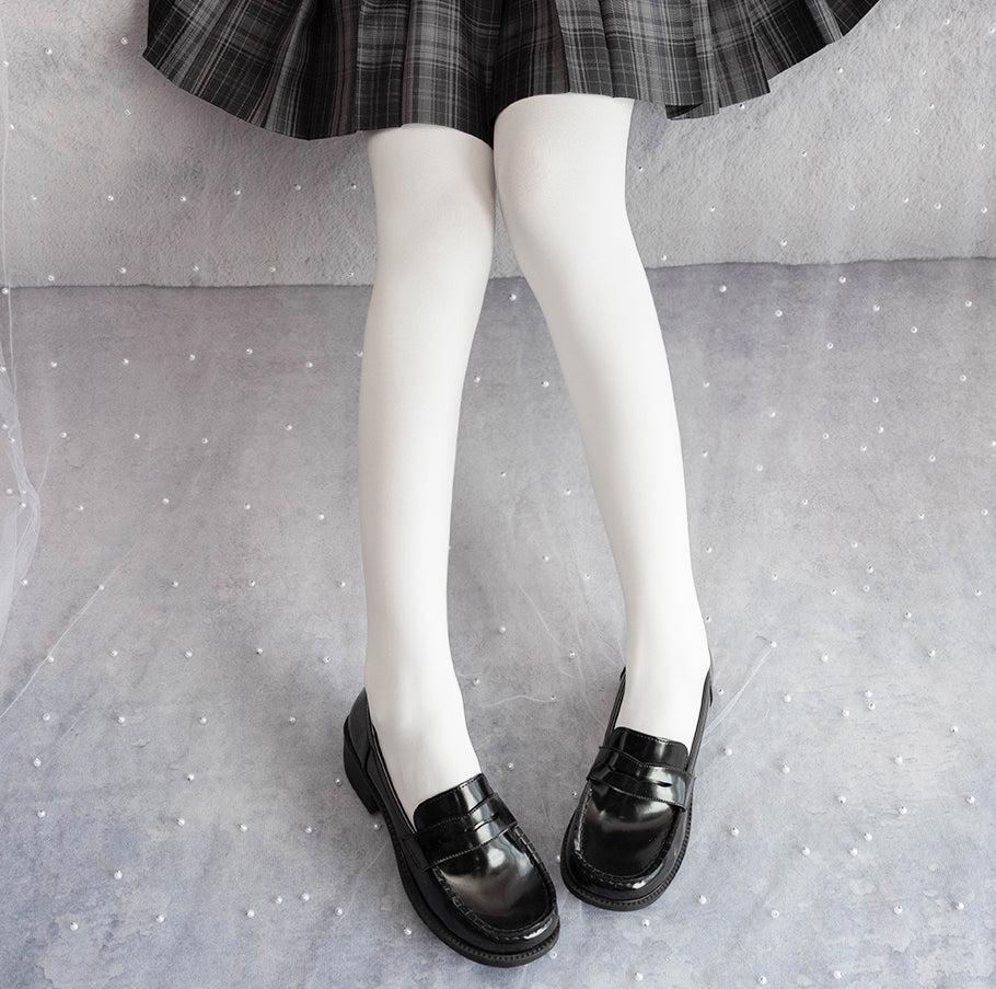 Yidhra - 120D Daily Lolita Velvet Spring Leggings, Solid Color