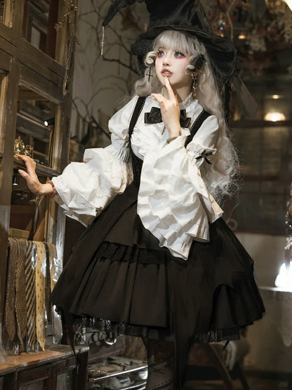Your Princess - Dawn Witch - Black Gothic Lolita JSK Dress + White Blouse
