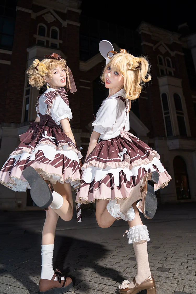 Half Sweet Lolita - Chocolate Milk Pie - Sweet Lolita Jumper Dress Summer Salopette
