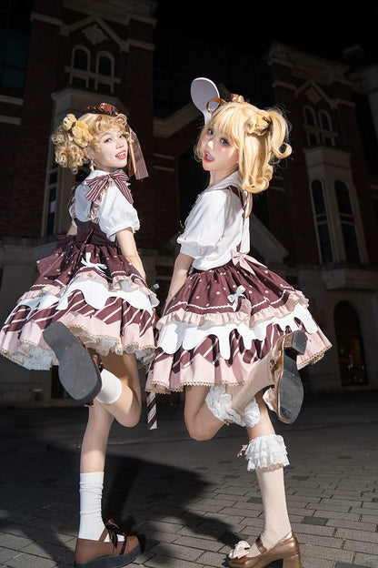 Half Sweet Lolita - Chocolate Milk Pie - Sweet Lolita Jumper Dress Summer Salopette