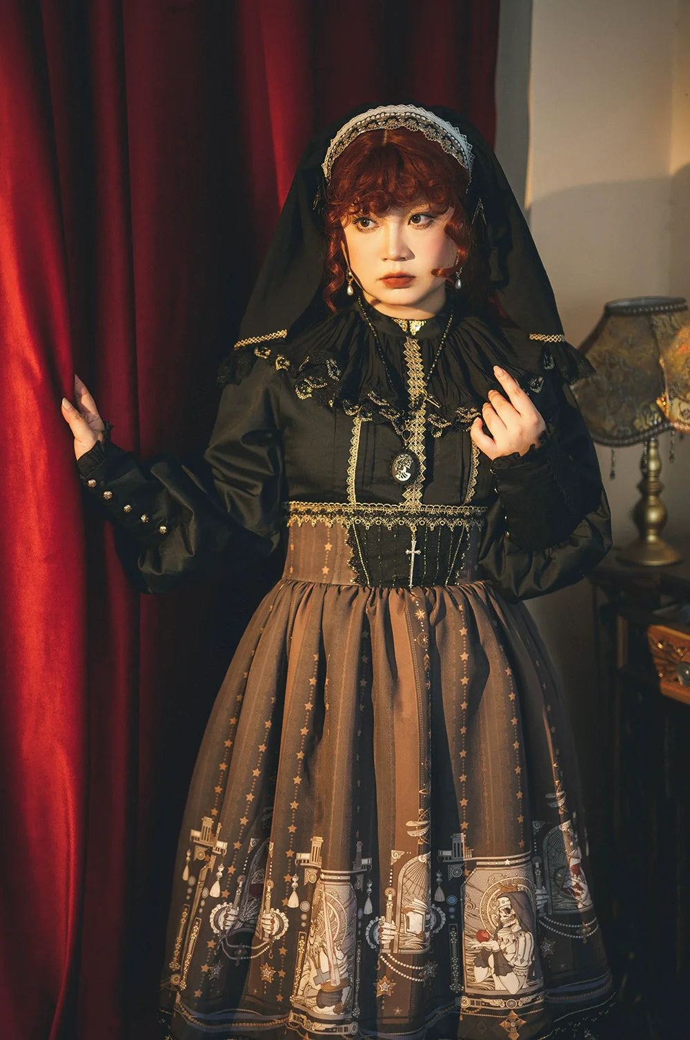 Miss Point - Demon Hunting Notes - Fishbone Gothic Lolita Skirt