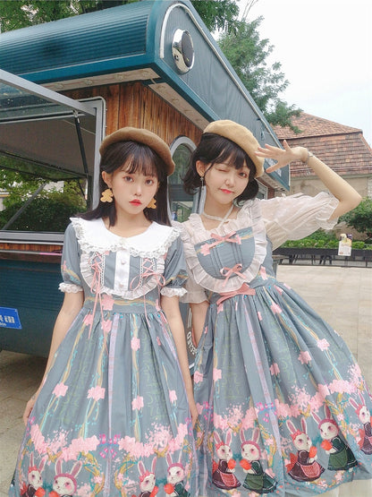 Niu Niu - Picnic Bunny Girl - Plus Size Lolita JSK Short Sleeve OP Dress