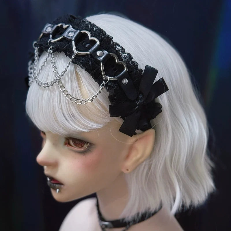Strange Sugar - Gothic Handmade Lace Headband, Heart & Chain Decoration