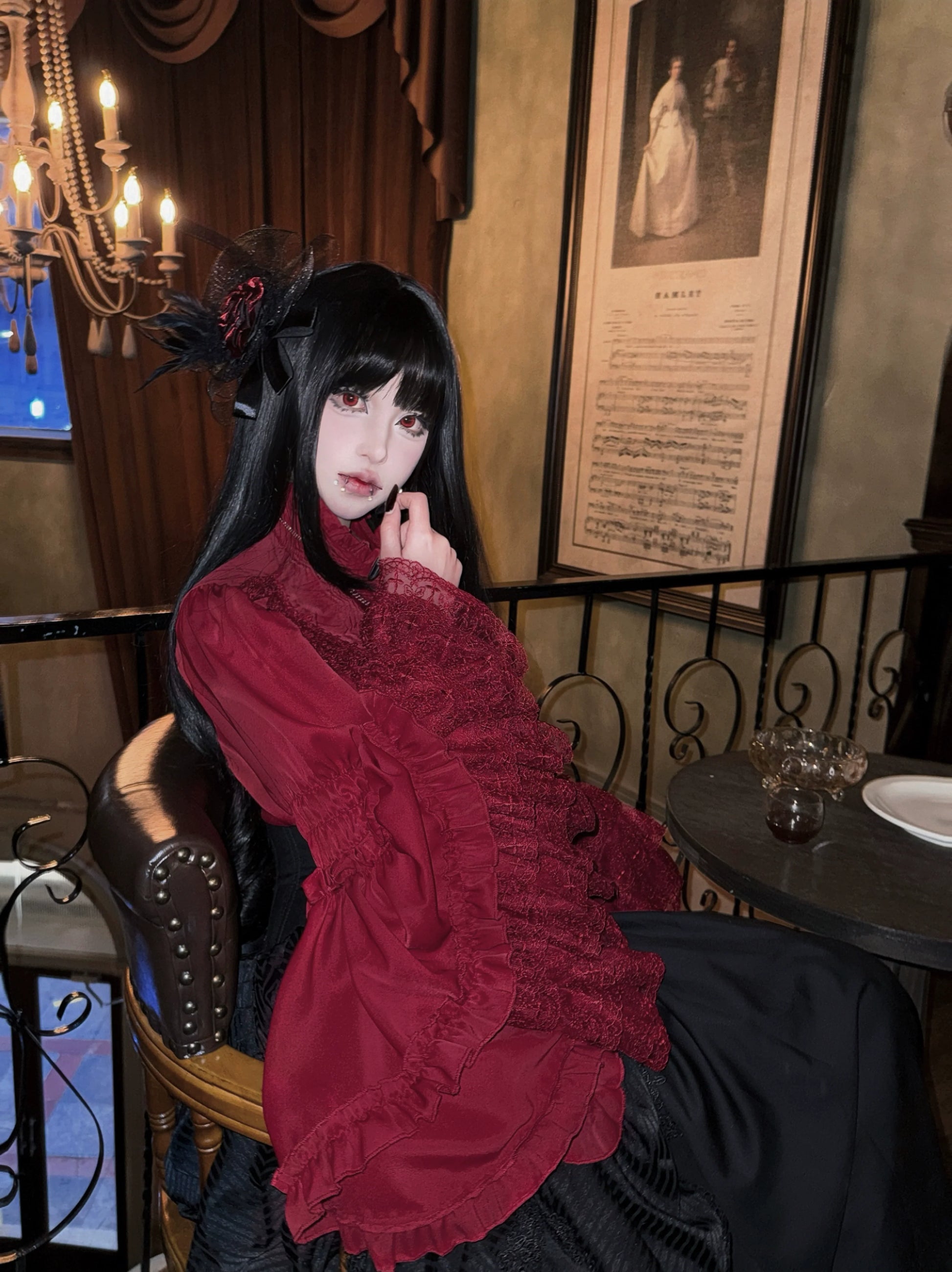 Twilight Zone - Gothic Lolita Blouse, Lace Hime-sleeve