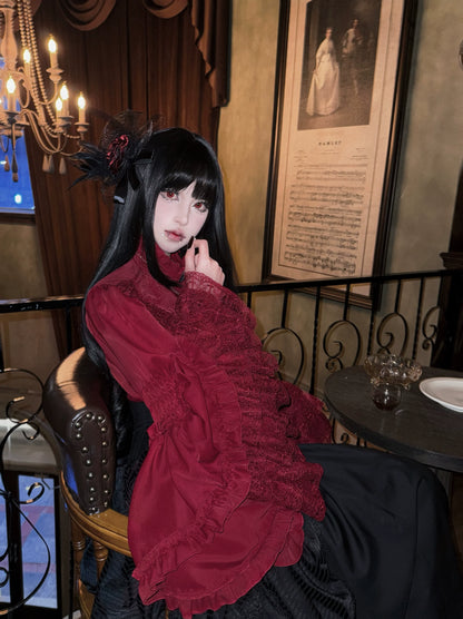 Twilight Zone - Gothic Lolita Blouse, Lace Hime-sleeve