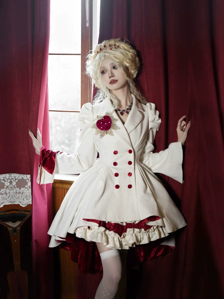 With PUJI - Mary's Heart - Classic Lolita Bodice Dress with Invisible Strap Irregular Coat