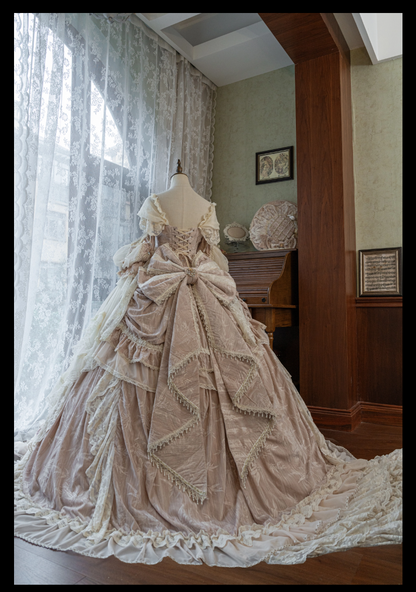 Guaji - Isabella - Wedding Lolita OP Bridal Dress with Tiered Petticoat and Trailing