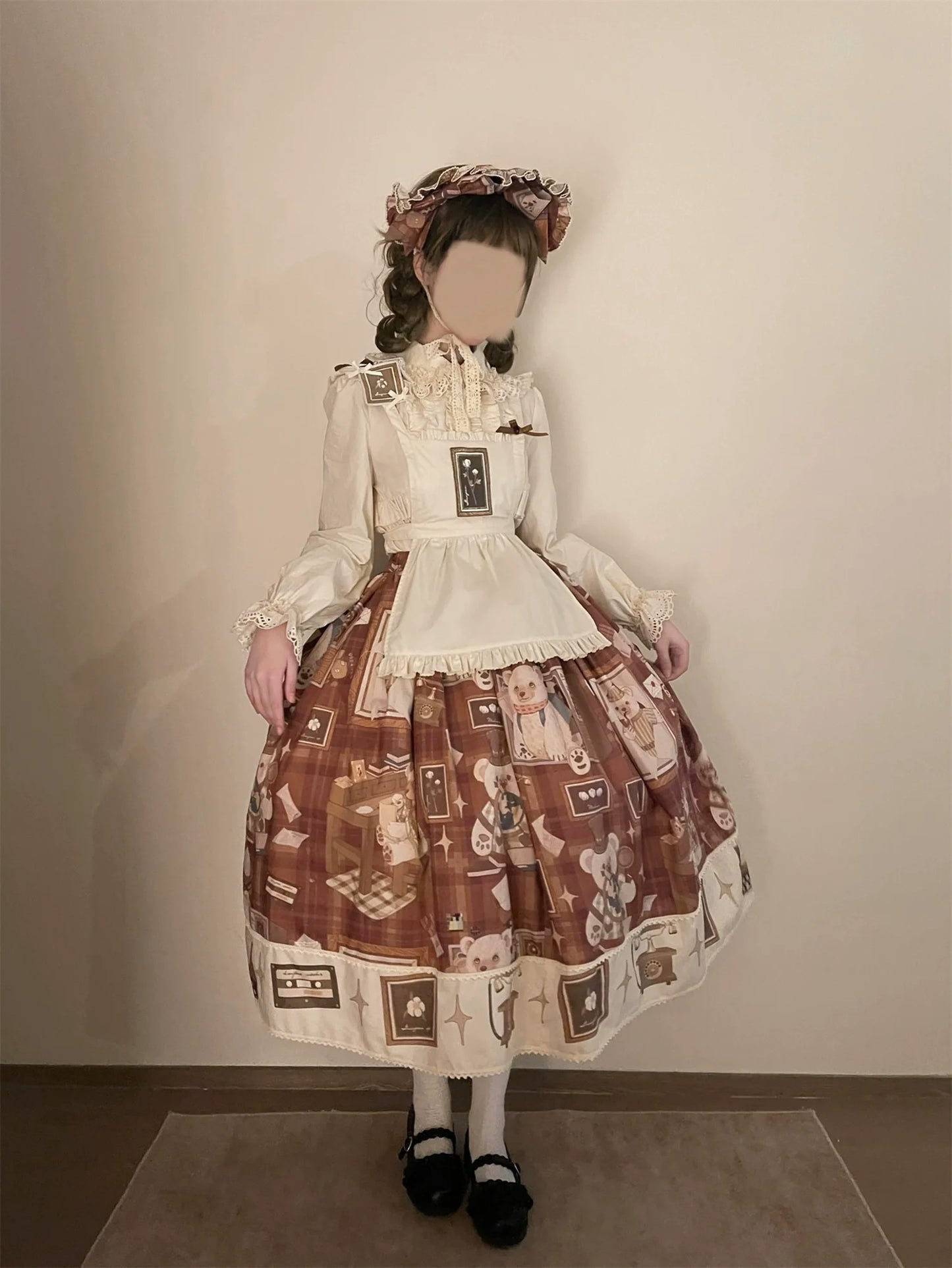 Babyblue - Gretel Bear - Vintage Lolita Dress Teddy Bear Prints Dress