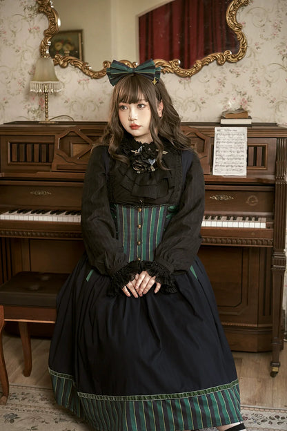 Miss Point - Stripped Lolita Headband Veil Hat Clip Necklace