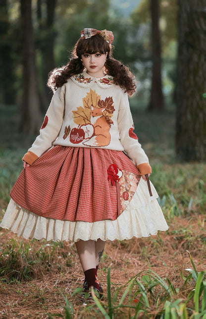 Miss Point - Chubby Fox in the Forest - Kawaii Lolita Sweater Customized Winter Lolita Couple Outfit