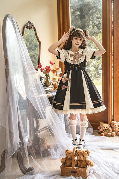 Letters from Unknown Star - Chocolate Workshop - Elegant Lolita OP Daily Short Sleeve Dress