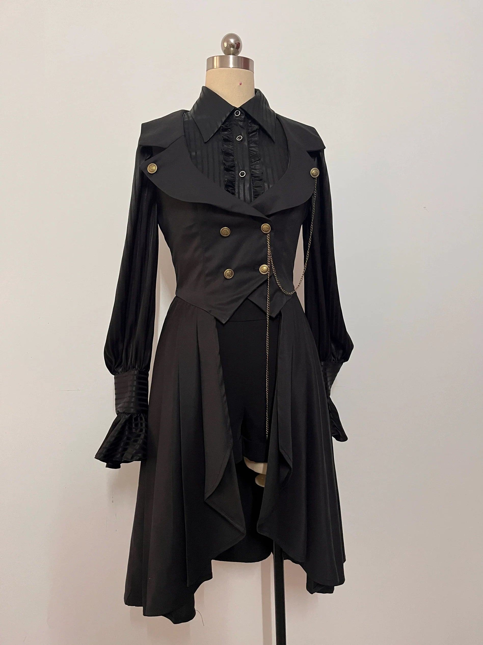 Gazing Galactic - Moonstone - Ouji Lolita Black Vest Prince Long Trailing Vest