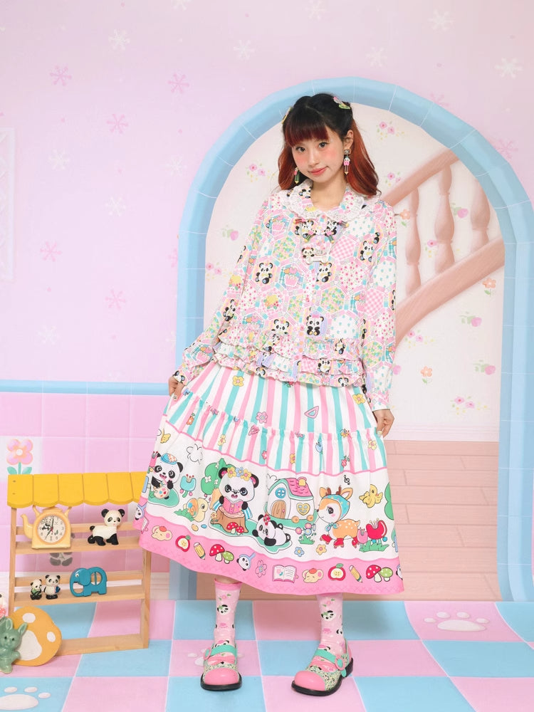 Striped print long skirt【s0000007680】