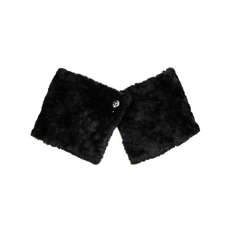 With PUJI - Old Testament - Classic Lolita Coat Black Plush Lolita Cape and Brooch