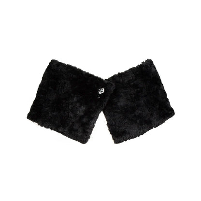 With PUJI - Old Testament - Classic Lolita Coat Black Plush Lolita Cape and Brooch