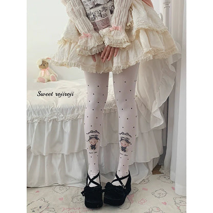 Roji Roji - Sweet Lolita Tights Velvet Print Pantyhose