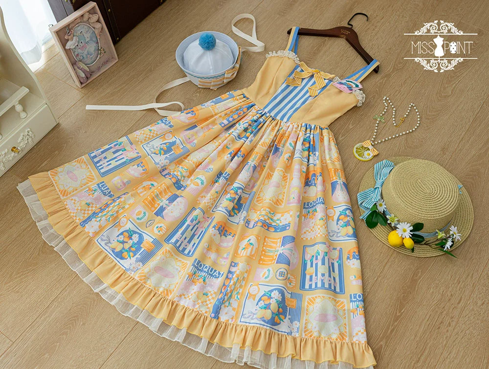 Miss Point - Daisy Lemon - Daily Lolita Lemon Print JSK Customized