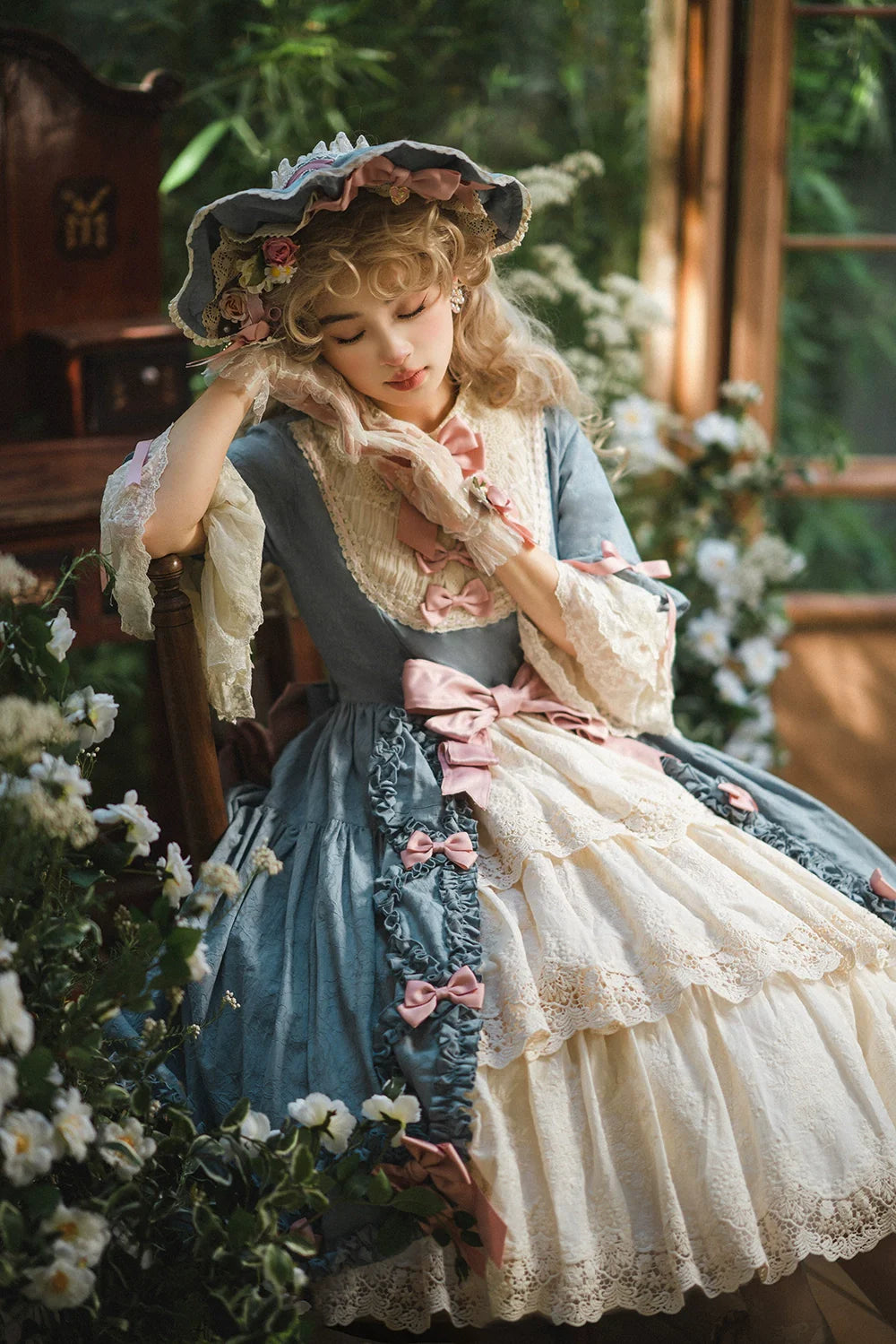 Miss Point - Lilyka Garden - Classic Lolita OP Dress Set Elegant Floral Wall Princess Sleeve