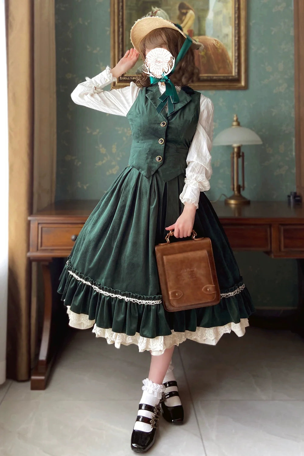 Miss Point - Rose Doll - Retro Lolita Vest Velvet Lolita Waistcoat