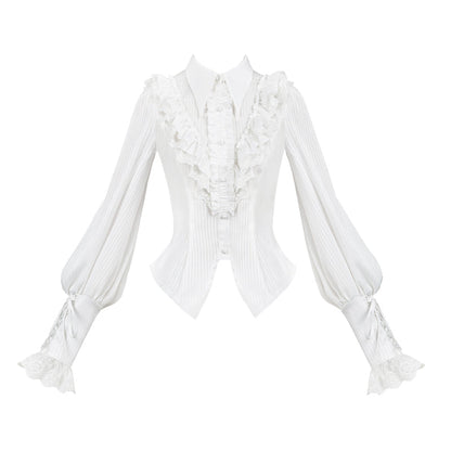 With PUJI - Charlotte - Elegant Lolita Blouse Summer Shirt with Lantern Sleeves