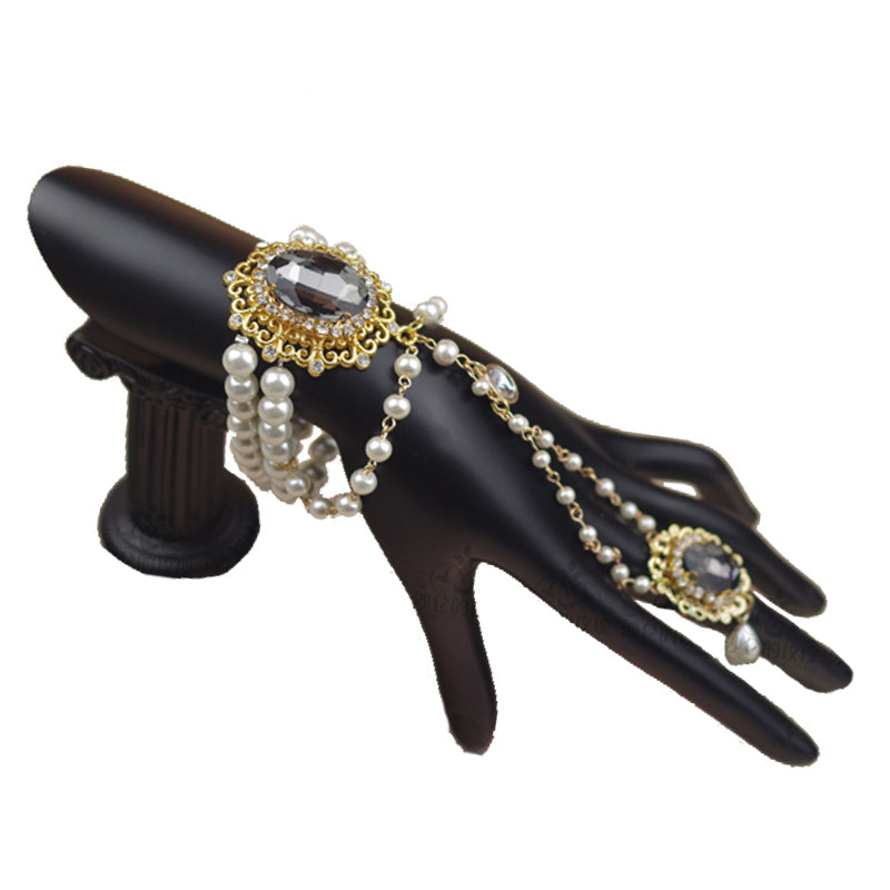 Rose of Sharon - Classic Lolita Pearl Bracelet with Ring