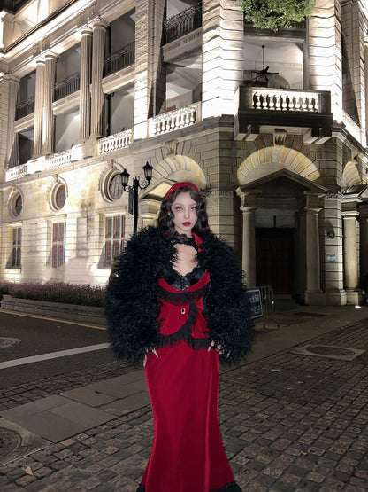 BLACKLIST - Poisonous Apple - Christmas Lolita Dress Bungundy Fishtail Skirt Set