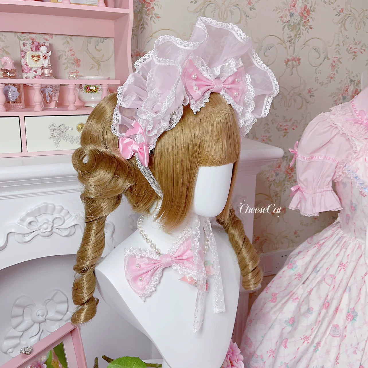 CheeseCat - Sweet Lolita Bonnet Organza Bow Headdress