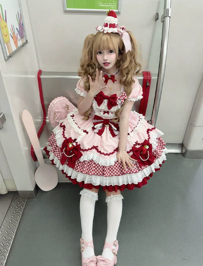 Sakurahime - Berry Sweetheart - Sweet Lolita OP Suit Old School Lolita Dress and Top Hat