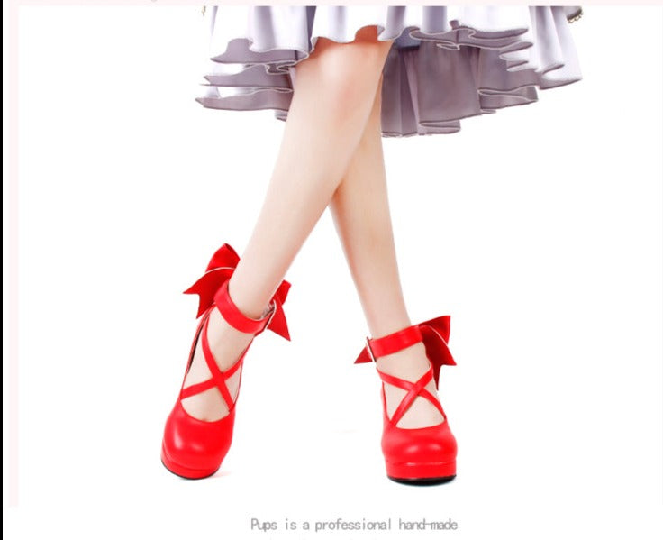 Angelic imprint - Elegant Lolita Shoes Princess Bowknot Lolita Heels Shoes