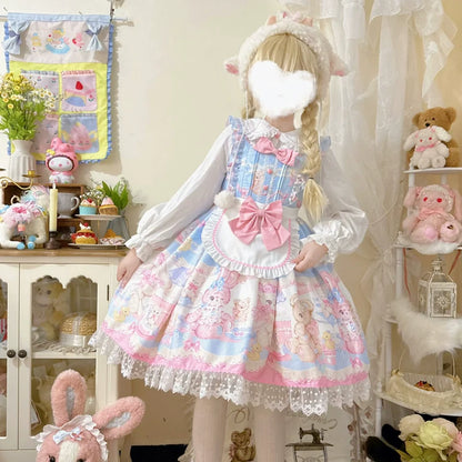 Hanguliang - Sweet Bunny Bear - Sweet Lolita Jumper Dress Cute JSK
