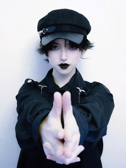 Strange Sugar - Gothic Lolita Hat Leather Buckle Lolita Newsboy Hat