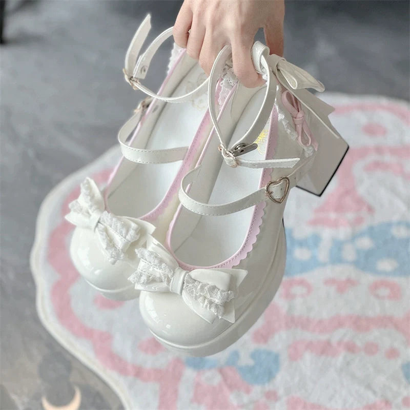 Jiangjiang Biscuit - Elegant Lolita High Heel Shoes Round Toe Low Cut