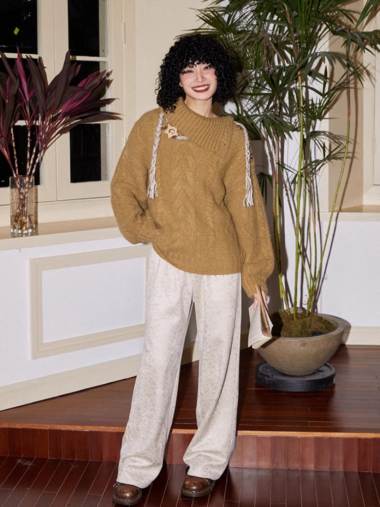 Simple loose retro pants【s0000006552】