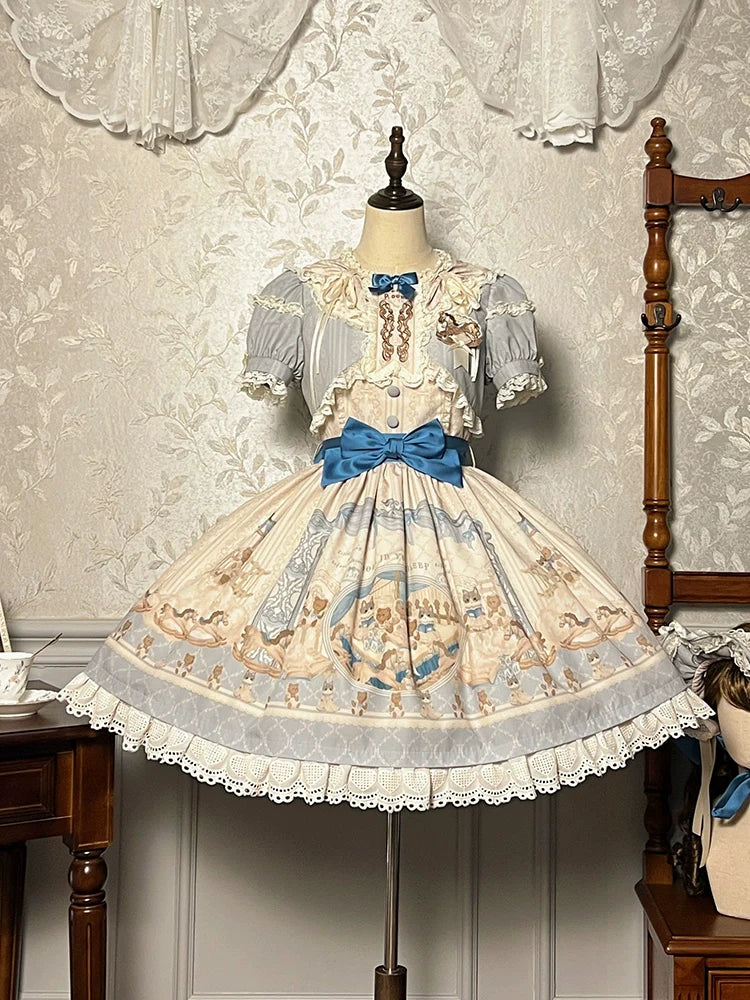 Alice Girl - Sea Salt Fairytale - Sweet Doll-like Lolita OP Animal Printed Lolita Dress