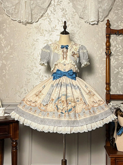 Alice Girl - Sea Salt Fairytale - Sweet Doll-like Lolita OP Animal Printed Lolita Dress