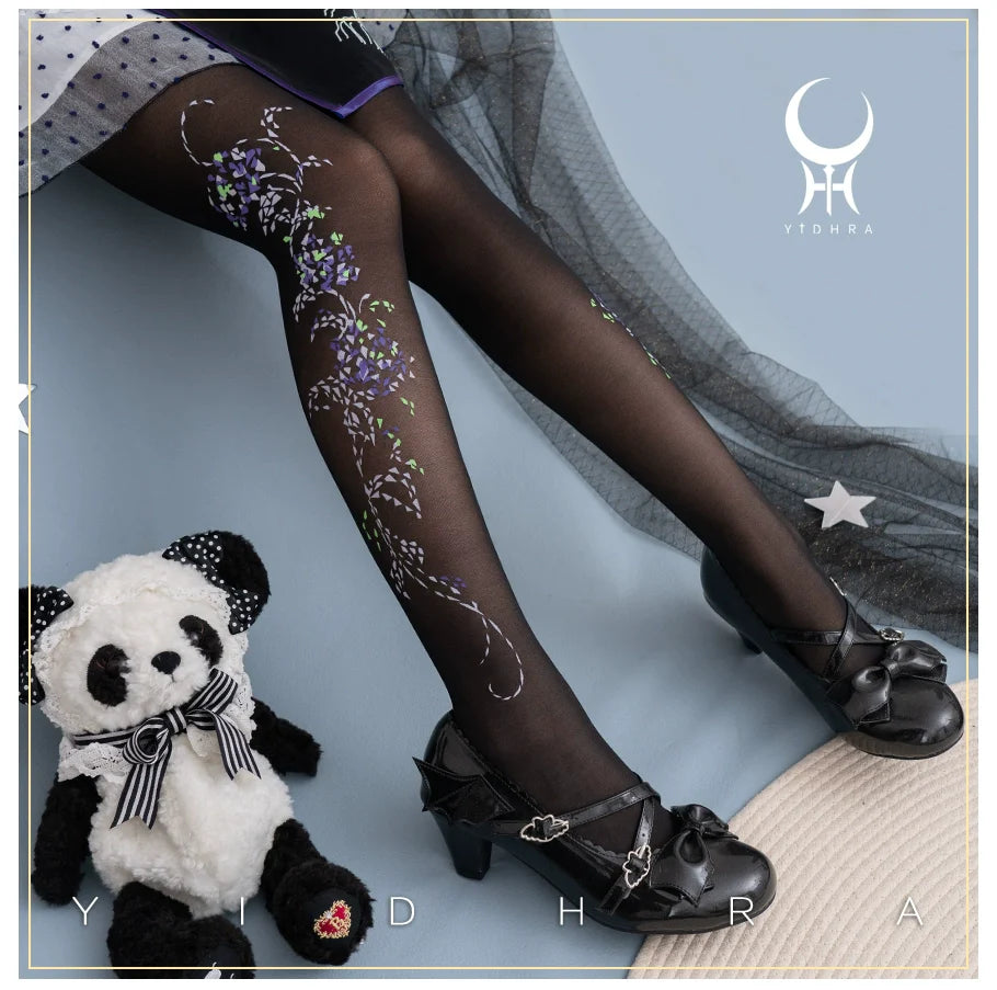 Yidhra - Resplendent flower Qiki - Elegant Lolita Pantyhose Velvet Pantyhoses Summer