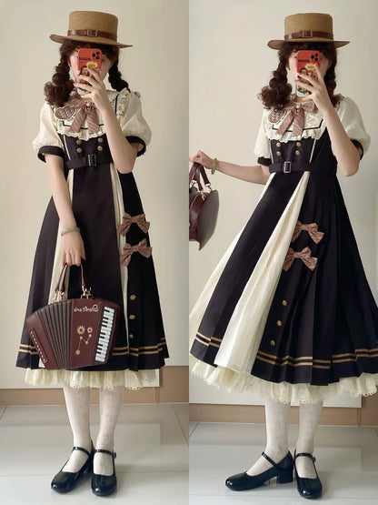 Letters from Unknown Star - Chocolate Workshop - Elegant Lolita OP Daily Short Sleeve Dress