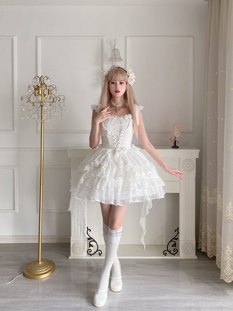 Your princess - Sweet Lolita White Princess Flounce Hemline OP